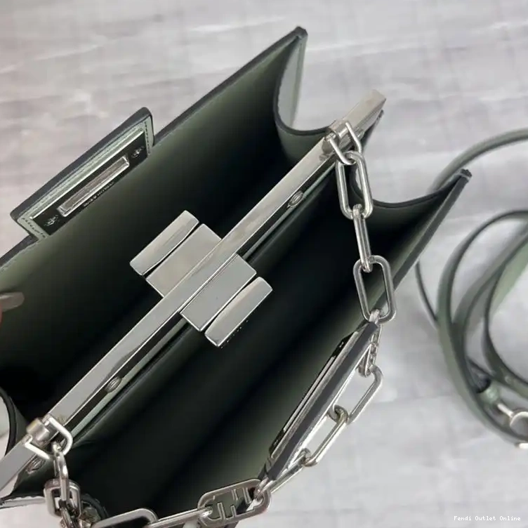 Affordable Cut Bag Leather Calf Peekaboo Green In Fendi Mini 0505